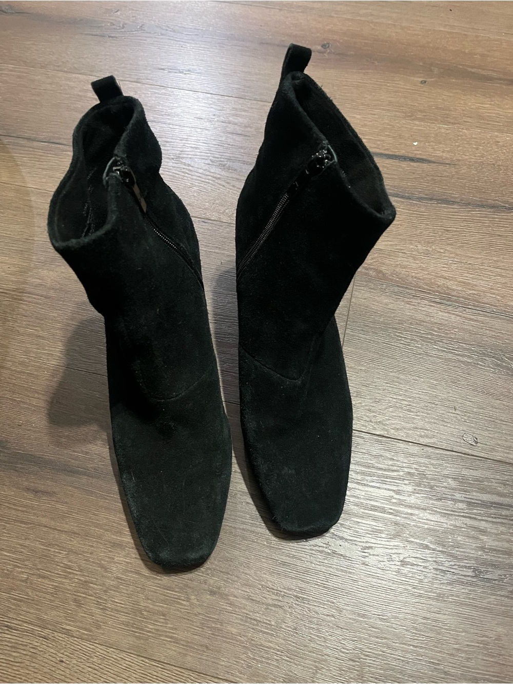 Halston Black Suede Ankle Booties